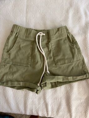No Boundaries Olive Green High-Waist Drawstring Shorts